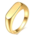 Polierter 18K Gold 6mm Oval-Siegelring für Damen mit minimalistischer rechteckiger Oberfläche - US 6 / Rechteck-Stil / Gold