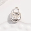 Ciondolo lucchetto Ruyi in argento S925 lucido con il tradizionale carattere Fu - Lucchetto della Benedizione / Oro bianco