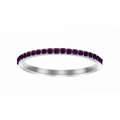 Silver-plated eternity ring featuring micro-paved round purple cubic zirconia crystals - US5 / June Purple-Silver Color