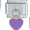 DIY stainless steel link with purple heart charm and gold-plated trim for charm bracelets - 0016-purple Heart