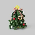Mini albero di Natale fai-da-te da 18cm con pompon rossi e decorazione con fiocco d'oro - Ornamento albero di Natale a spirale