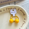 Cute yellow double hair ties for girls with high-elastic bands and polished beads - Yellow