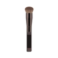 Profi-Foundationpinsel mit dichten braunen Borsten und elegantem braunem Metallgriff - Flacher Griff Runder Kopf - Kaffee