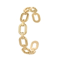 Dettaglio di un bracciale aperto dorato a forma di C con design a catena quadrata minimalista - Y535-1 Collegamento d'Oro