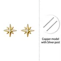 S925 silver needle North Star flower earrings with sparkling cubic zirconia inlay - Eight-pointed Star - 18K Gold Plated - Lacquer - Copper Body with 925 Sterling Silver Earring Post