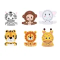 Safari animal party plates set with lion tiger zebra elephant monkey giraffe shapes - Small Shaped Plate Combination Set