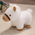 Süßes weißes Plüschpony mit weichem Fell und braunen Hufen als Spielzeug für Kinder - Weiß / 25cm