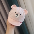 Cappellino neonato a righe rosa con graziose orecchie da orso e morbido cotone parasole - Rosa