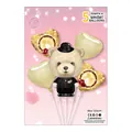 Rose gold heart ring and tuxedo bear foil balloon set for wedding decoration - Bear Groom 5PCS Set