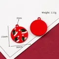 Christmas reindeer style red alloy pendant with green leaf pattern and white pearls - 1# Red Santa Hat Round Disc