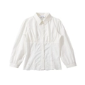 Weiße Damen-Langarmshirt mit eleganter Hohlstickerei und stilvollem Plissee-Design vorne - S / Weiß