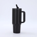 40oz black stainless steel tumbler with handle and straw, vacuum insulated travel mug - Fourth Generation 40oz Black / 40oz
