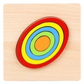 Colorful wooden concentric oval puzzle toy for toddlers in red yellow and blue - Shape Puzzle-Oval (JM几何形状-椭圆形)