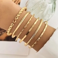 Set di 6 bracciali dorati stile punk con texture a diamante e motivi a corda intrecciata - Set Intrecciato Tipo C