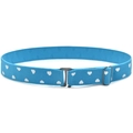 Blue elastic kids belt with white heart patterns and adjustable metal buckle - Light Blue Heart