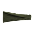 Detailed texture of dark green elastic knitted sports headband for yoga and fitness - Green