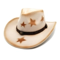 Vintage beige wool felt western cowboy hat with brown stars and studded leather band - M (56-58cm) / Beige