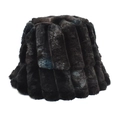 Detailed texture of thick dark faux fur bucket hat with vertical stripe stitching pattern - M (56-58cm) / Dark Coffee Black
