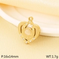 Ciondolo a cuore con corona dorato con pietra occhio di gatto e incisione I LOVE YOU - Stile Inciso Occhio di Gatto Cuore Corona (KLJ10927-ZLA)