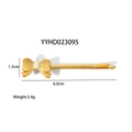 Dettaglio di un fermaglio per capelli a fiocco dorato con perla e misure del prodotto - Combinazione di Fiocco e Perla (YYHD023095)