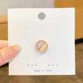 Safety brooch pin with brown cat eye stone and gold rim on white card display - Style 1 - Gold White Cat's Eye 1 Pc