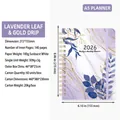 2026 A5 weekly planner with Purple Quicksand marble cover and golden spiral binding - Purple Leaf Quicksand (2026)