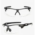 Sport cycling sunglasses with black half-frame design and clear PC lenses for outdoors - Glossy Black (Clear Lens)