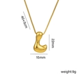 Chubby bubble initial L pendant necklace in 18k gold plated titanium steel for women - L Gold