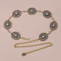 Catena da vita boho dorata con intricati dischi traforati e intarsi in turchese - Oro