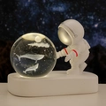 Astronaut night light featuring 3D laser engraved whales in a glowing crystal ball - Sphere / Deep Sea Whale (Natural Light)