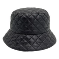 Classic black diamond quilted winter bucket hat with a warm padded down-like texture - One Size (56cm-58cm) / Black