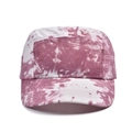 Casquette de camping tie-dye rose et violette à cinq panneaux avec visière plate - Réglable / Rose Batik