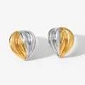 Zweifarbige 316 Edelstahl-Ohrringe mit Herz-Textur in Gold- und Silber-Optik gestaltet - Gold + Silber (SD3354)