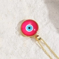Evil eye necklace with rose red resin pendant and gold-plated chain for women - Rose Red