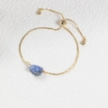 Adjustable 14K gold-plated box chain bracelet with natural blue lapis lazuli stone - Lapis Lazuli