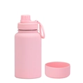 Pink stainless steel water bottle with matching protective silicone boot and carry loop - 650ml / Light Pink - Sport
