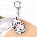 Süßer doppelseitiger Acryl-Samojede-Schlüsselanhänger mit Froschhut und D-Ring-Schnalle - Bichon Hund 4