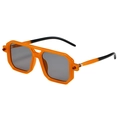 Moderne Doppelsteg-Sonnenbrille mit orangefarbenem Rahmen und grauen Gläsern für Herren - Orange-Schwarz Colorblock Bügel-Stil / Orange Rahmen Hellgrau