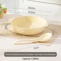 Creamy yellow 1350ml ceramic double-handle soup bowl with matching large spoon - 10 Inch Soup Bowl + Large Spoon - Creamy Yellow