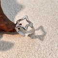 Adjustable hollow star ring in silver finish with minimalist aesthetic design - Hollow Star / Silver