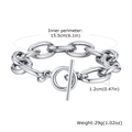 Bracciale a catena in acciaio inossidabile argento con chiusura OT e dimensioni - Bracciale Color Acciaio 18CM