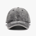 Deep grey vintage washed cotton baseball cap with adjustable strap and distressed texture - Washed Dark Grey