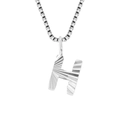 Silver stainless steel box chain necklace featuring a textured letter H alphabet pendant - H-Steel Color