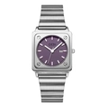 Orologio GEDI minimalista quadrato argento da donna con quadrante viola e acciaio - Cassa Argento Quadrante Viola