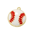 Kreativer Baseball-Anhänger aus weißem Emaille mit roten Nähten und goldenem Metallrand - Baseball