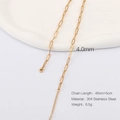 4.0mm golden stainless steel chain necklace with 40+5cm length specifications - Gold 4mm Paperclip Chain