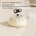 Cream mechanical kitchen timer with magnetic base and 60-minute wind-up mechanism - 1 Piece / Retro Cream