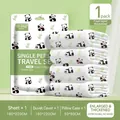 Set di biancheria da letto da viaggio portatile con stampa panda e copripiumino incluso - Set monouso da 3 pezzi (Stampa panda) / Set singolo da 3 pezzi