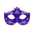 Purple masquerade mask with silver glitter scrolls and purple teardrop gemstone - Carnival - Jazz