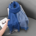 Blue and grey two-tone knitted scarf with fringe tassels on a minimalist grey background - 70-190CM / Royal Blue